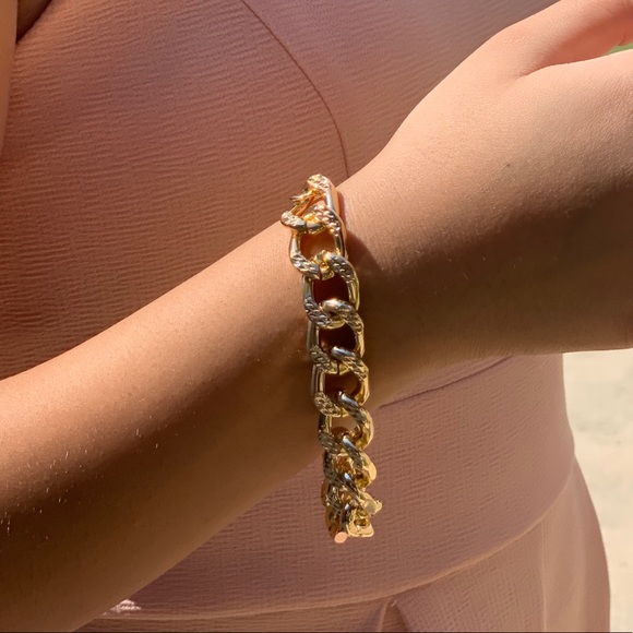 Gold Miami Cuban Aluminum Chain Bracelet - Picture 5 of 10